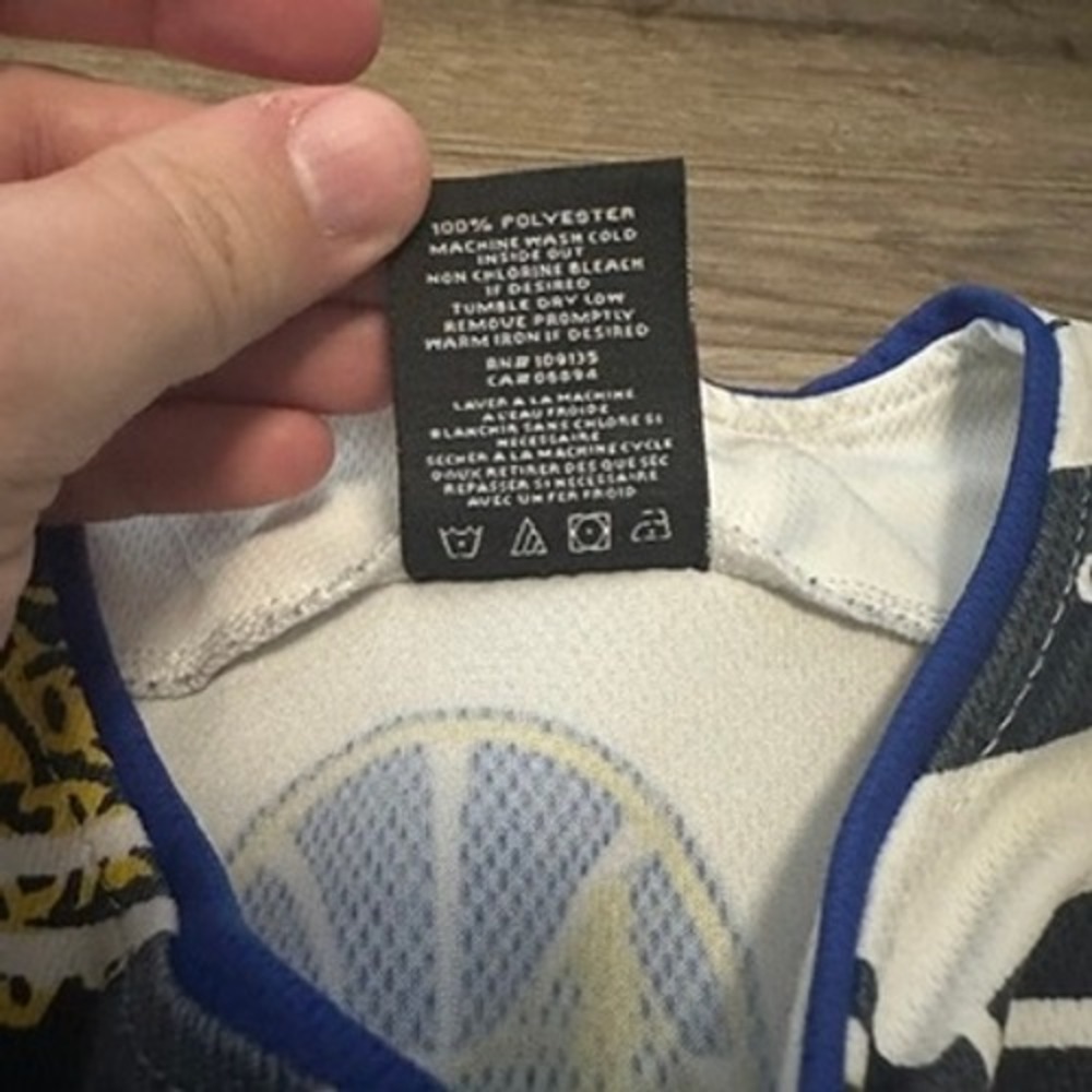 NBA Golden State Warriors Elephant Print Button Down Jersey Men Small White Blue - Picture 5 of 7